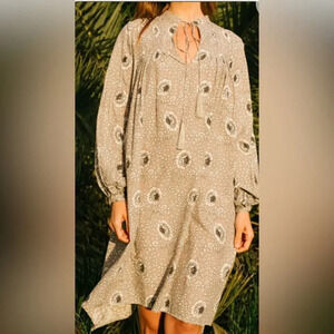 Natalie Martin Lizzy Short Dress Vintage Flowers Silver Size Small